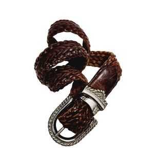 4x$25 Leather braided brown bohemian belt size medium